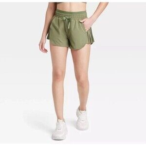 NWT JoyLab Women’s High Rise Pleated Side Athletic Shorts 2.5" Olive Green- Sz M